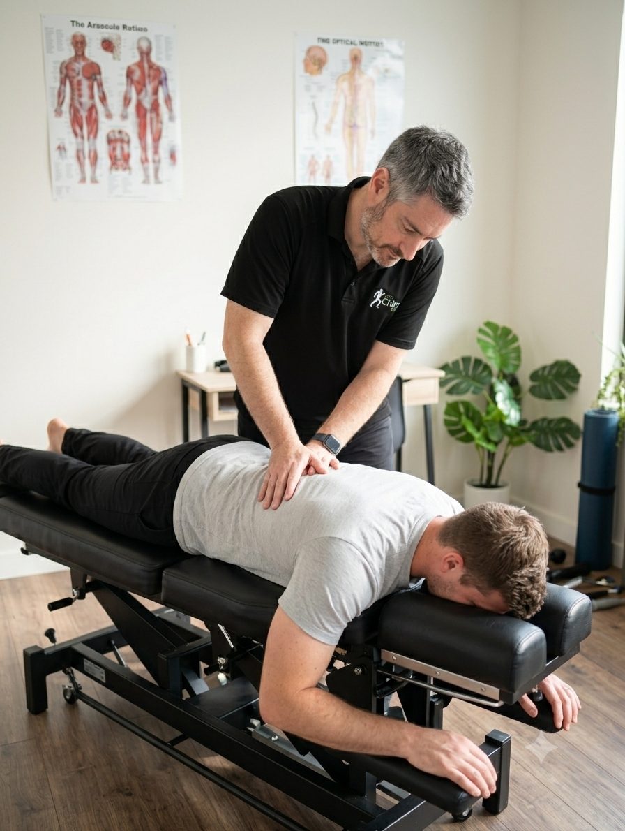 Dr Jeremy Balbin adjusting a patient at The Chiro Lab Caulfield